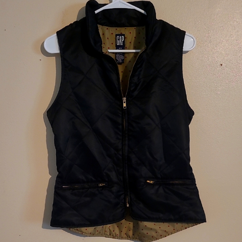 GAP Black Quilted Puffer Vest with Zipper, SP